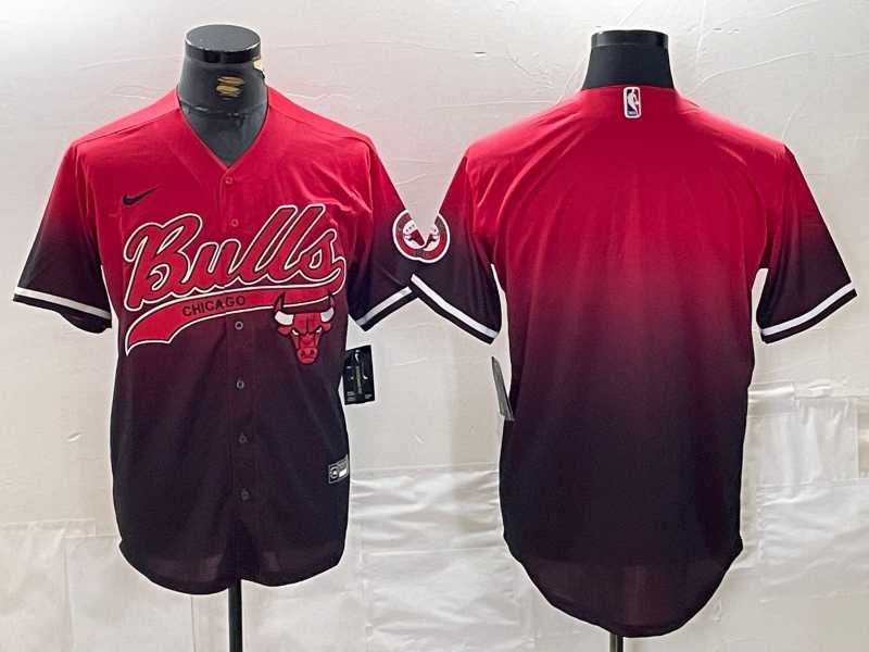 Mens Chicago Bulls Blank Red Black Stitched Baseball Jersey